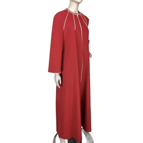 Vintage 70's Kayser MOD Burgundy Burst Quarter Zip House Robe Size Large - Picture 2 of 10